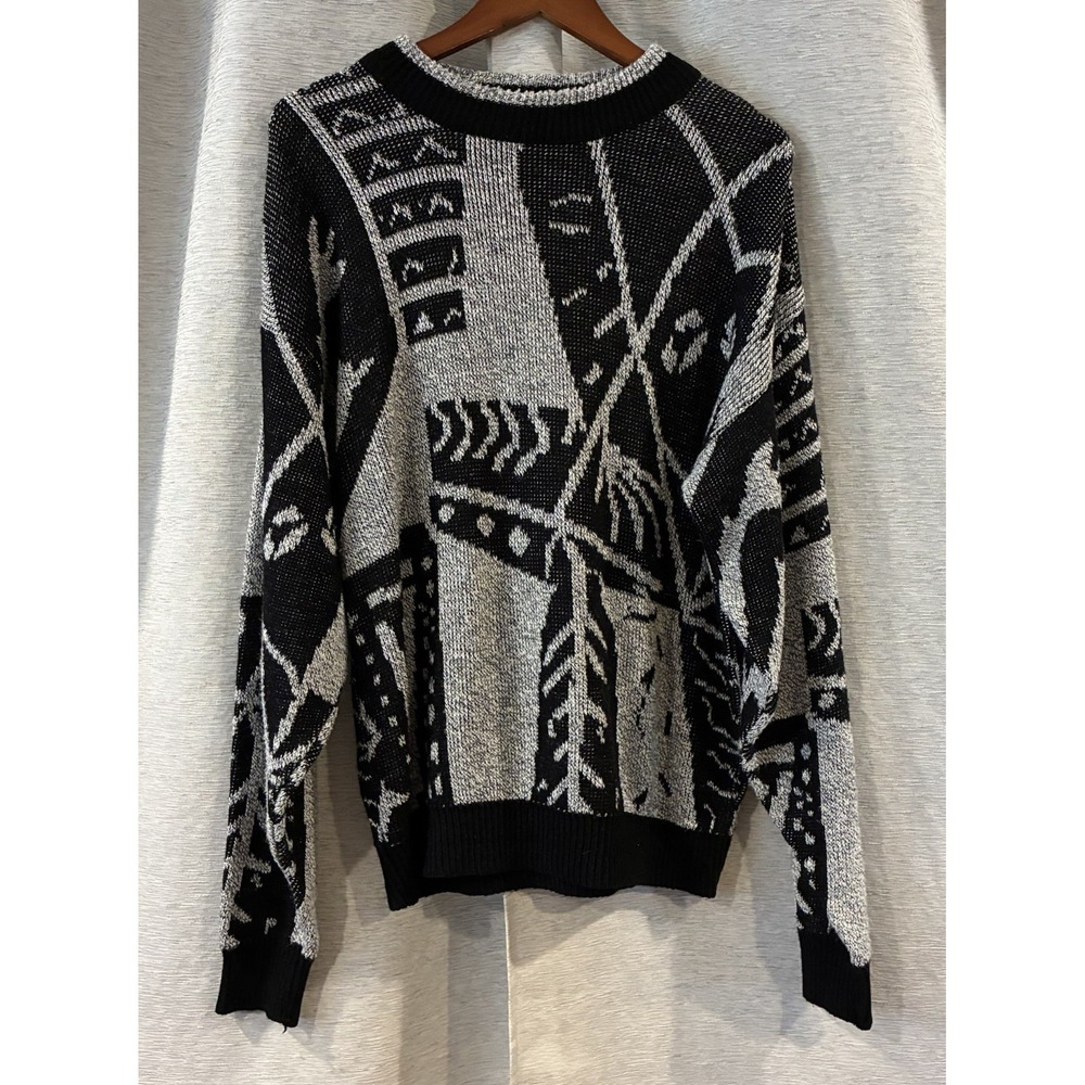 Vintage Le Tigre Sweater Mens Large Geometric Knit Pullover Made USA 90s